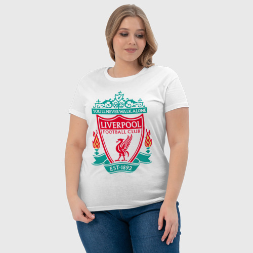 Женская футболка хлопок Liverpool, цвет белый - фото 6