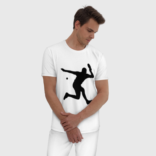Мужская пижама хлопок Table tennis training, цвет белый - фото 3