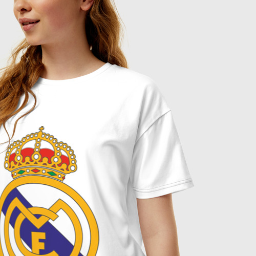 Женская футболка хлопок Oversize Real madrid, цвет белый - фото 3