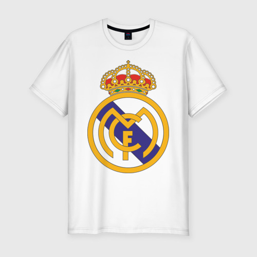 Мужская футболка хлопок Slim Real madrid, цвет белый