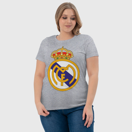 Женская футболка хлопок Real madrid, цвет меланж - фото 6