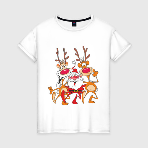 Женская футболка хлопок Дед Мороз, цвет белый
