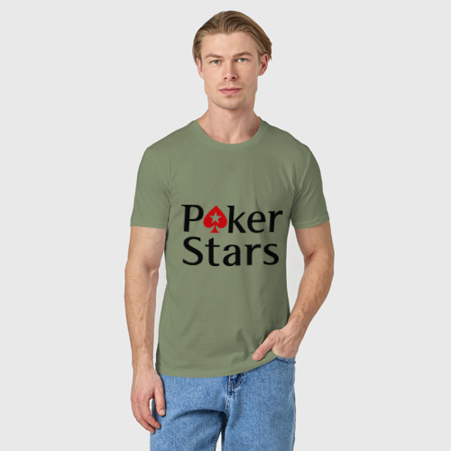 Мужская футболка хлопок Poker Stars, цвет авокадо - фото 3