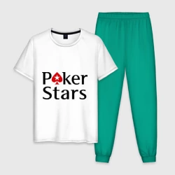 Мужская пижама с белой футболкой хлопок Poker Stars