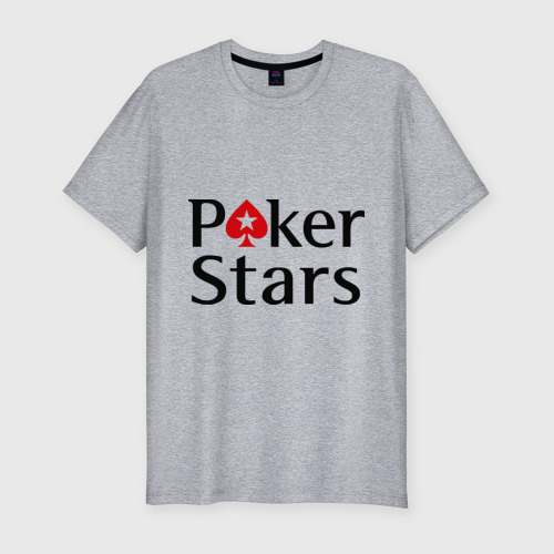 Мужская футболка хлопок Slim с принтом Poker Stars, вид спереди #2