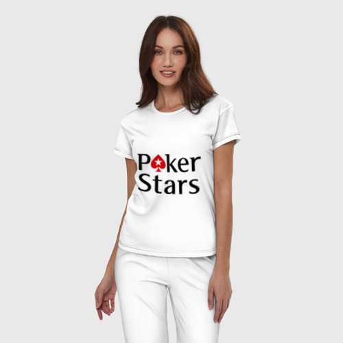 Женская пижама хлопок Poker Stars, цвет белый - фото 3