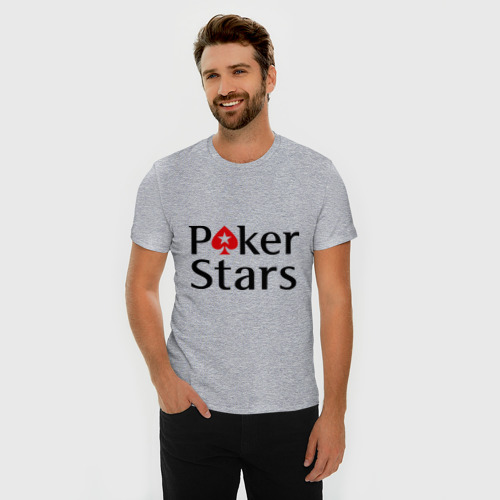 Мужская футболка хлопок Slim с принтом Poker Stars, фото на моделе #1