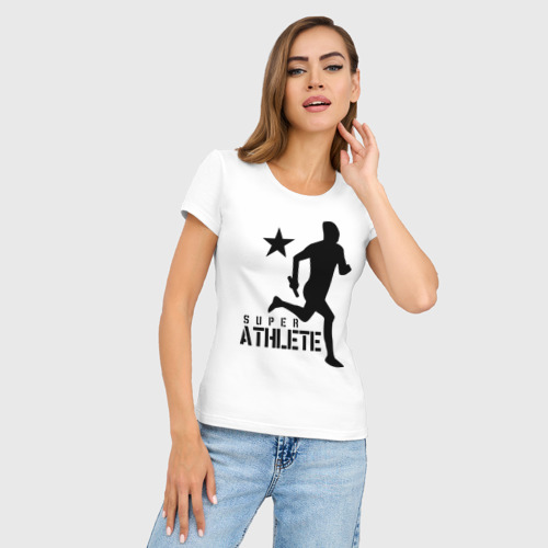 Женская футболка хлопок Slim Лёгкая атлетика 4, цвет белый - фото 3