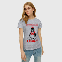 Женская футболка хлопок Linux СССР - пингвин пионер - фото 2