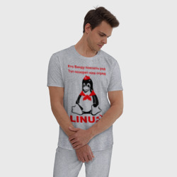 Мужская пижама хлопок Linux СССР - пингвин пионер - фото 2