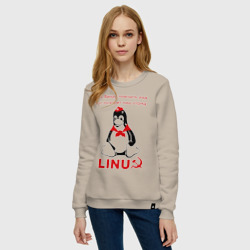 Женский свитшот хлопок Linux СССР - пингвин пионер - фото 2