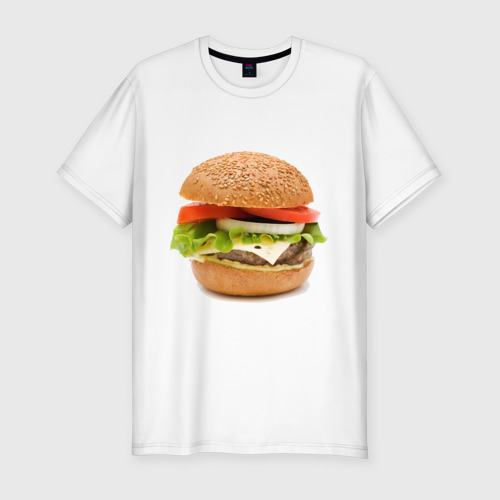 Мужская футболка хлопок Slim Гамбургер, цвет белый