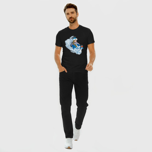 Мужская футболка хлопок Slim Снегурочка и метель, цвет черный - фото 5