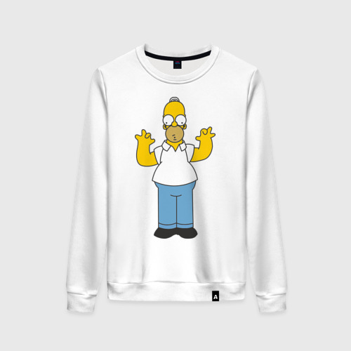 Женский свитшот хлопок Homer Simpson, цвет белый