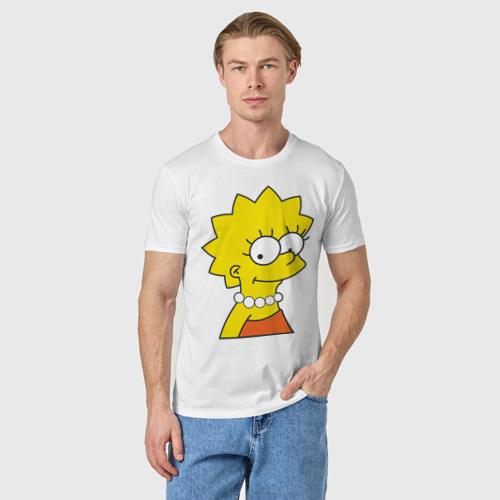 Мужская футболка хлопок Lisa Simpson, цвет белый - фото 3