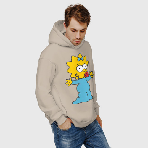 Мужское худи Oversize хлопок Maggie Simpson, цвет миндальный - фото 7