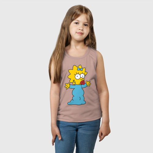 Детская майка хлопок Maggie Simpson, цвет пыльно-розовый - фото 3