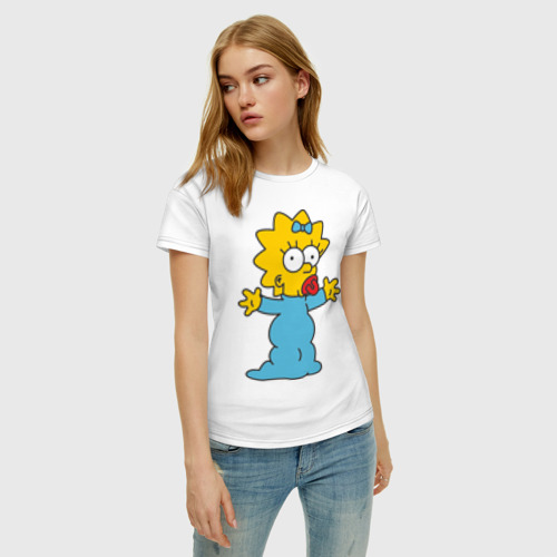 Женская футболка хлопок Maggie Simpson, цвет белый - фото 3