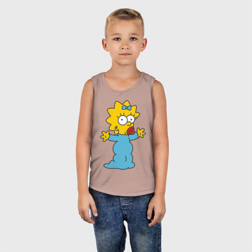 Детская майка хлопок Maggie Simpson, цвет пыльно-розовый - фото 5