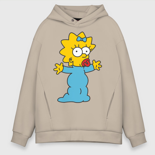 Мужское худи Oversize хлопок Maggie Simpson, цвет миндальный