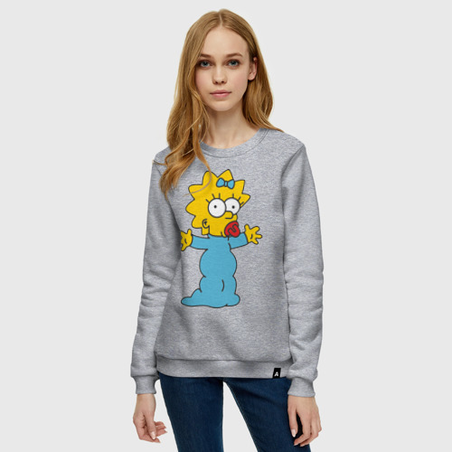 Женский свитшот хлопок Maggie Simpson, цвет меланж - фото 3