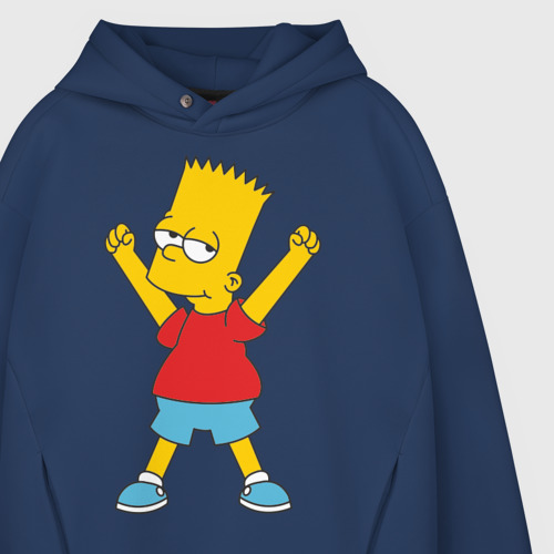 Мужское худи Oversize хлопок Bart Simpson 2, цвет темно-синий - фото 4