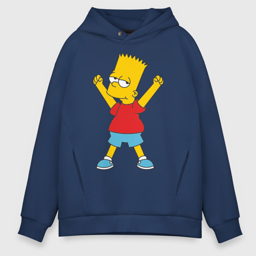 Мужское худи Oversize хлопок Bart Simpson 2, цвет темно-синий