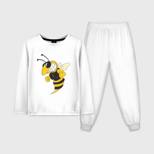Детская пижама с лонгсливом хлопок Пчела, цвет белый