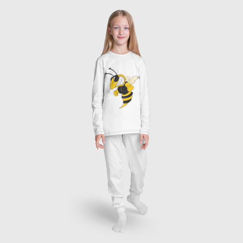 Детская пижама с лонгсливом хлопок Пчела, цвет белый - фото 5