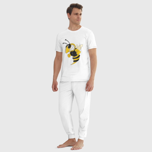 Мужская пижама хлопок Пчела, цвет белый - фото 5
