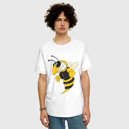 Мужская футболка хлопок Oversize Пчела, цвет белый - фото 3