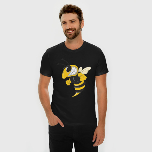 Мужская футболка хлопок Slim Пчела, цвет черный - фото 3