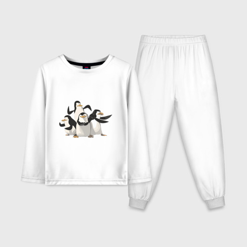 Детская пижама с лонгсливом хлопок Мадагаскар 8, цвет белый