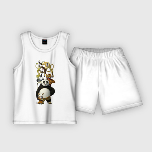 Детская пижама с шортами хлопок Кунг фу Панда 10, цвет белый
