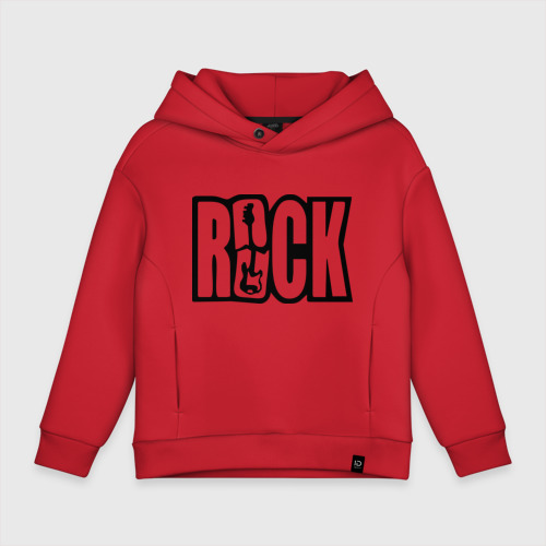 Детское худи Oversize хлопок Rock Logo, цвет красный