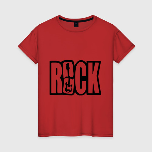 Женская футболка хлопок с принтом Rock Logo, вид спереди #2