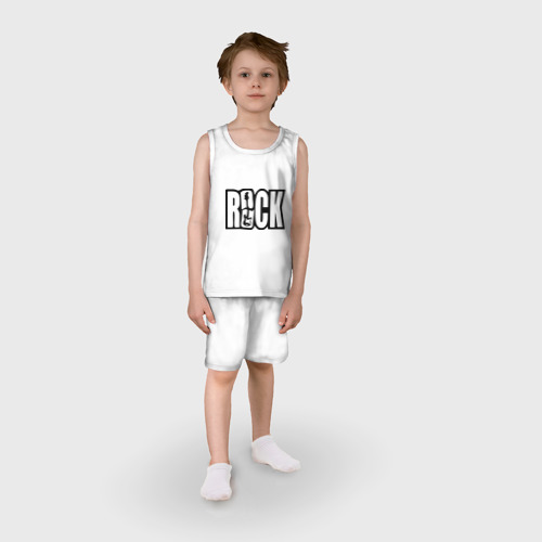 Детская пижама с шортами хлопок Rock Logo, цвет белый - фото 3