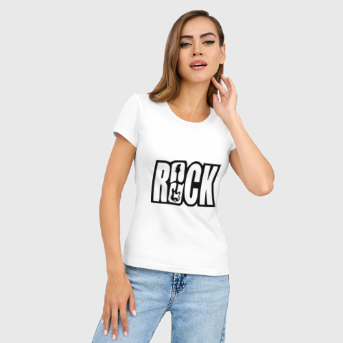 Женская футболка хлопок Slim Rock Logo, цвет белый - фото 3