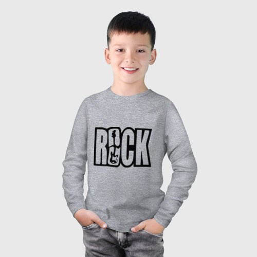Детский лонгслив хлопок с принтом Rock Logo, фото на моделе #1