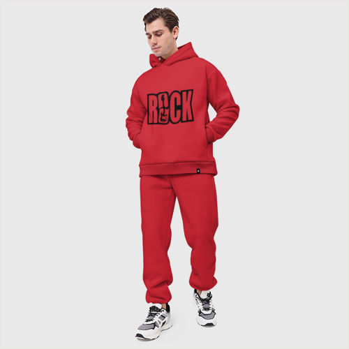 Мужской костюм oversize хлопок Rock Logo, цвет красный - фото 5