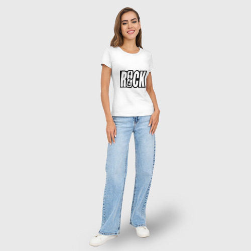 Женская футболка хлопок Slim Rock Logo, цвет белый - фото 5