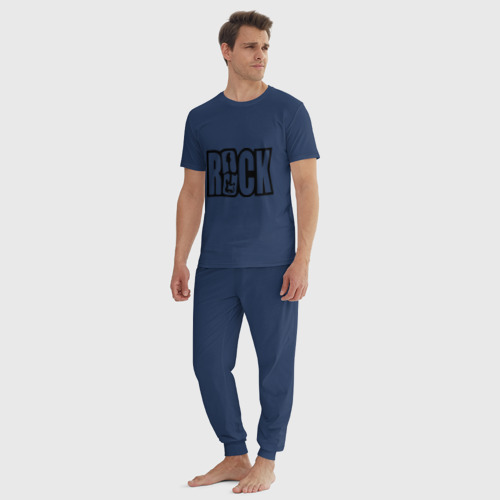 Мужская пижама хлопок Rock Logo, цвет темно-синий - фото 5