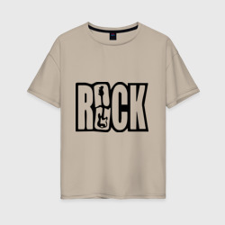 Женская футболка хлопок Oversize Rock Logo