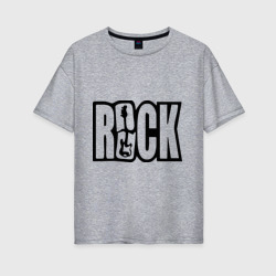 Женская футболка хлопок Oversize Rock Logo
