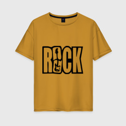 Женская футболка хлопок Oversize Rock Logo