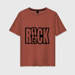 Женская футболка хлопок Oversize Rock Logo