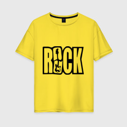 Женская футболка хлопок Oversize Rock Logo