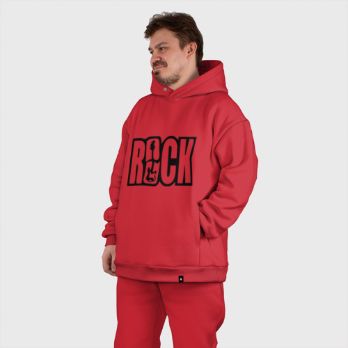 Мужской костюм oversize хлопок Rock Logo, цвет красный - фото 7