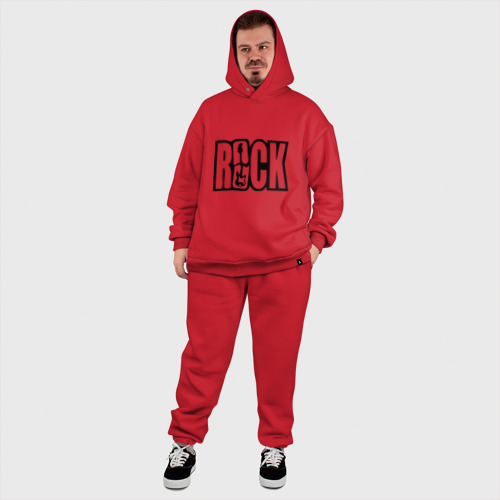 Мужской костюм oversize хлопок Rock Logo, цвет красный - фото 8