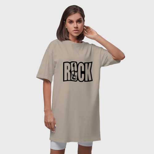 Платье-футболка хлопок Rock Logo, цвет миндальный - фото 5